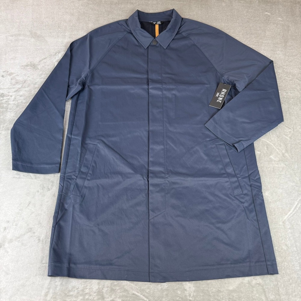 Rhone Aux Mac Water Resistant Coat Mens XL True Navy Blue Snap $328 New NWT